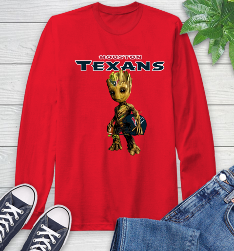 Houston Texans NFL Football Groot Marvel Guardians Of The Galaxy Long Sleeve T-Shirt 10