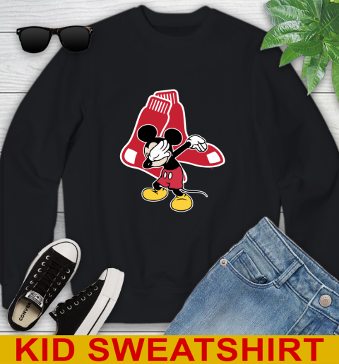Boston Red Sox MLB Baseball Dabbing Mickey Disney Sports Youth Sweatshirt 2