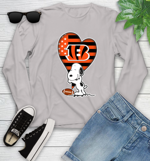 Cincinnati Bengals NFL Football The Peanuts Movie Adorable Snoopy Youth Long Sleeve 12