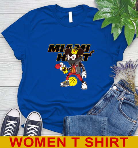 Miami Heat NBA Basketball Mickey Peace Sign Sports Women's T-Shirt 9