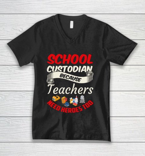 School Custodian Shirt Jokey Funny Saying Custodian V-Neck T-Shirt