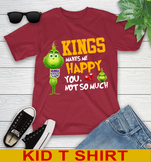 NBA Sacramento Kings Makes Me Happy You Not So Much Grinch Basketball Sports Youth T-Shirt 12