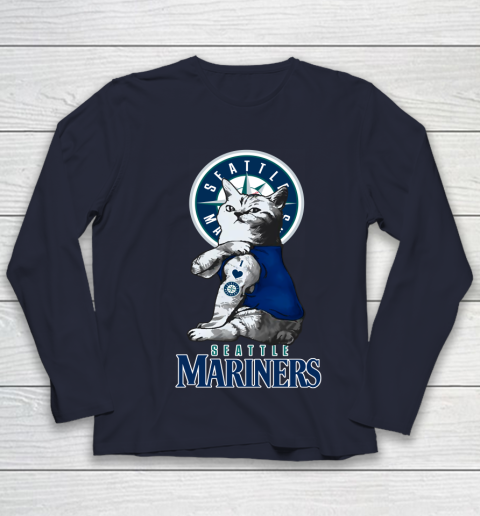 MLB Baseball My Cat Loves Seattle Mariners Youth Long Sleeve 2