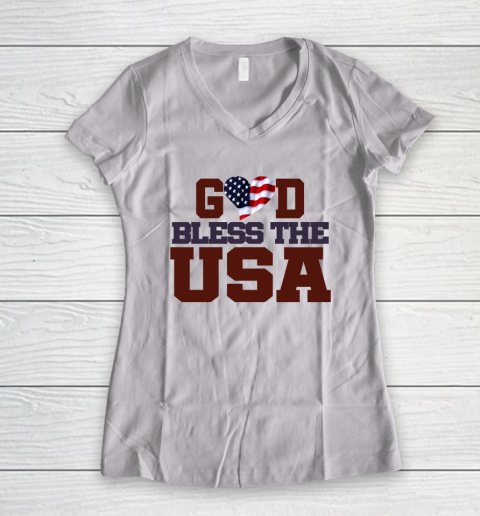 God Bless The USA Women's V-Neck T-Shirt