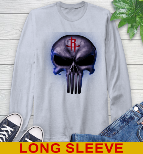 Houston Rockets NBA Basketball Punisher Skull Sports Long Sleeve T-Shirt 6