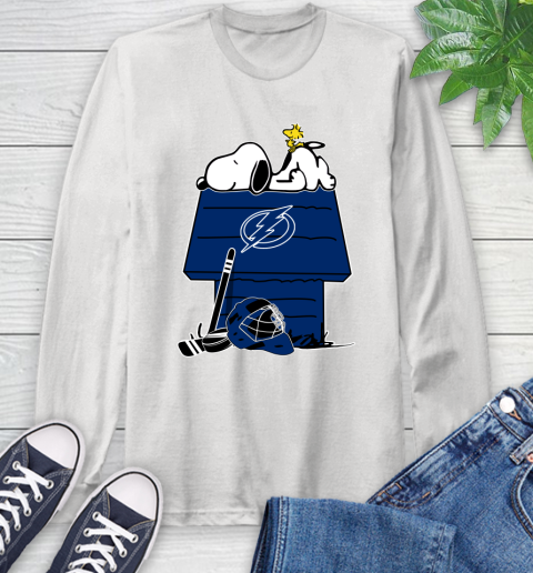 Tampa Bay Lightning NHL Hockey Snoopy Woodstock The Peanuts Movie Long Sleeve T-Shirt