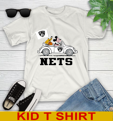 NBA Basketball Brooklyn Nets Pluto Mickey Driving Disney Shirt Youth T-Shirt