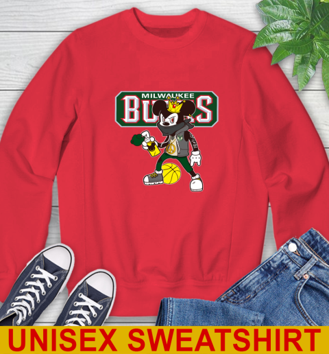 Milwaukee Bucks NBA Basketball Mickey Peace Sign Sports Sweatshirt 10