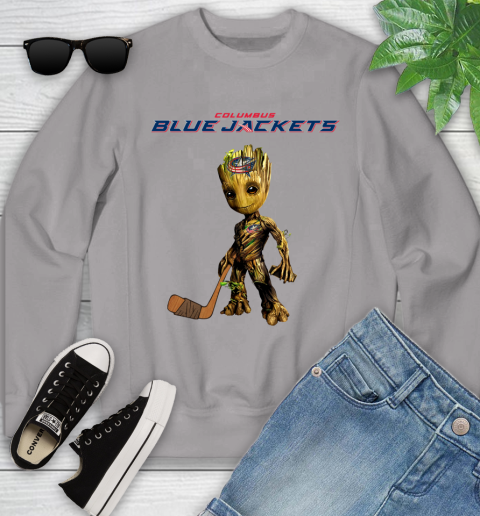 Columbus Blue Jackets NHL Hockey Groot Marvel Guardians Of The Galaxy Youth Sweatshirt 4