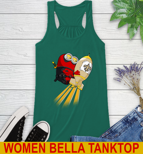 NFL Football New Orleans Saints Deadpool Minion Marvel Shirt Racerback Tank 5