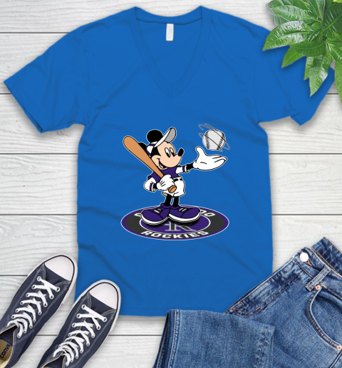 MLB Baseball Colorado Rockies Cheerful Mickey Disney Shirt V-Neck T-Shirt 6