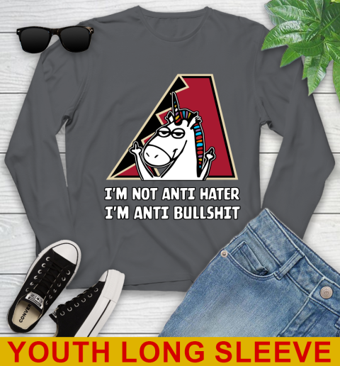 Arizona Diamondbacks MLB Baseball Unicorn I'm Not Anti Hater I'm Anti Bullshit Youth Long Sleeve 9