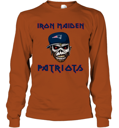 NFL New England Patriots Iron Maiden Rock Band Music Football Sports H4oGvImXtNN long sleeve tee 14 95 151514 front texas orange