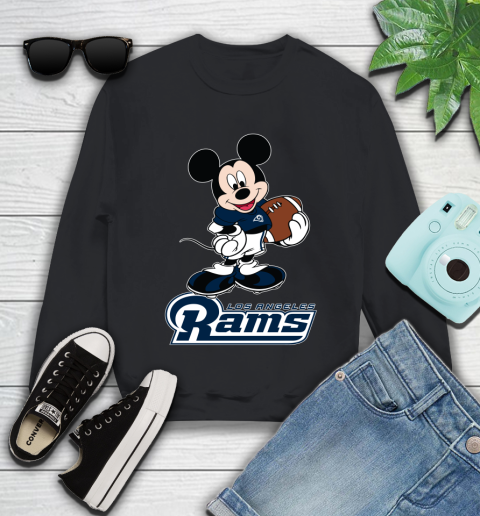 NFL Football Los Angeles Rams Cheerful Mickey Mouse Shirt Youth Sweatshirt