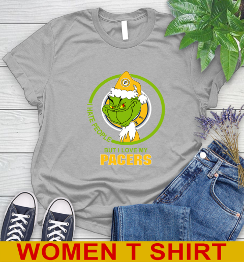 Indiana Pacers NBA Christmas Grinch I Hate People But I Love My Favorite Basketball Team Women's T-Shirt 5