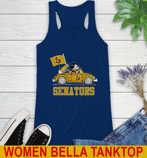 NHL Hockey Ottawa Senators Pluto Mickey Driving Disney Shirt Racerback Tank 9