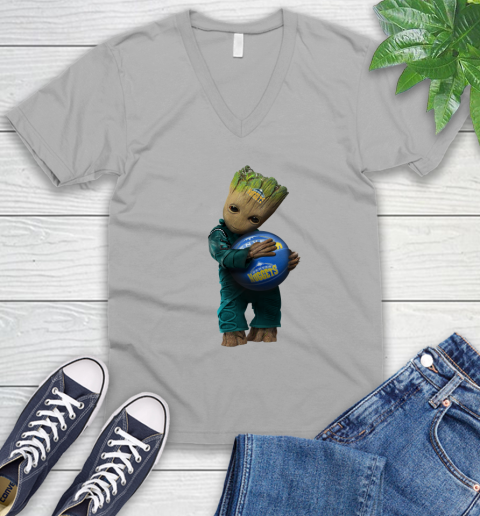 NBA Groot Guardians Of The Galaxy Basketball Sports Denver Nuggets V-Neck T-Shirt 4