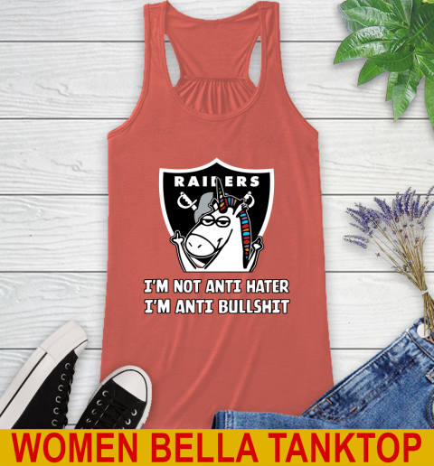 Oakland Raiders NFL Football Unicorn I'm Not Anti Hater I'm Anti Bullshit Racerback Tank 4