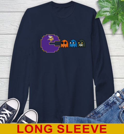 Minnesota Vikings NFL Football Pac Man Champion Long Sleeve T-Shirt 4