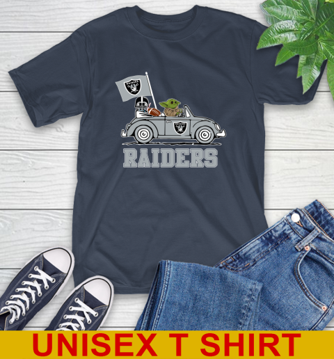 NFL Football Oakland Raiders Darth Vader Baby Yoda Driving Star Wars Shirt T-Shirt 4