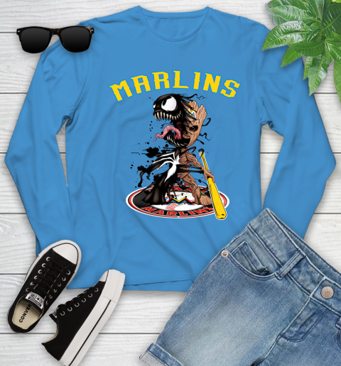 MLB Miami Marlins Baseball Venom Groot Guardians Of The Galaxy Youth Long Sleeve 7