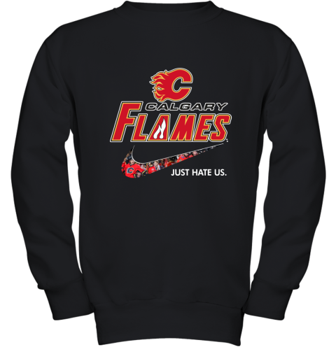 NHL Team Calgary Flames x Nike Just Hate Us Hockey Youth Sweatshirt