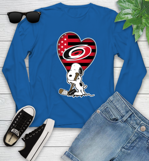 Carolina Hurricanes NHL Hockey The Peanuts Movie Adorable Snoopy Youth Long Sleeve 9
