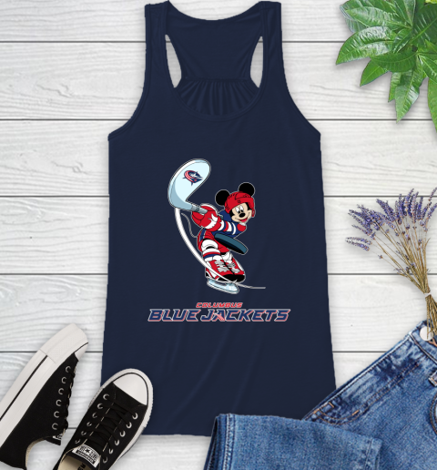 NHL Hockey Columbus Blue Jackets Cheerful Mickey Mouse Shirt Racerback Tank 11