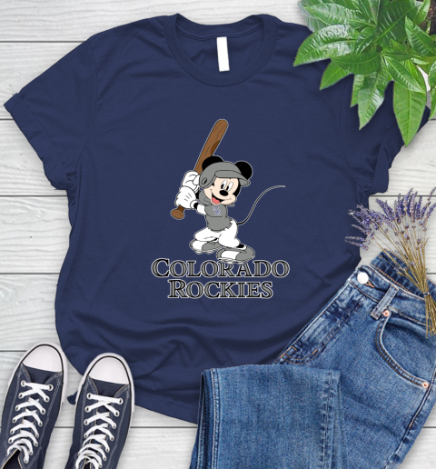 MLB Baseball Colorado Rockies Cheerful Mickey Mouse Shirt Women's T-Shirt 12