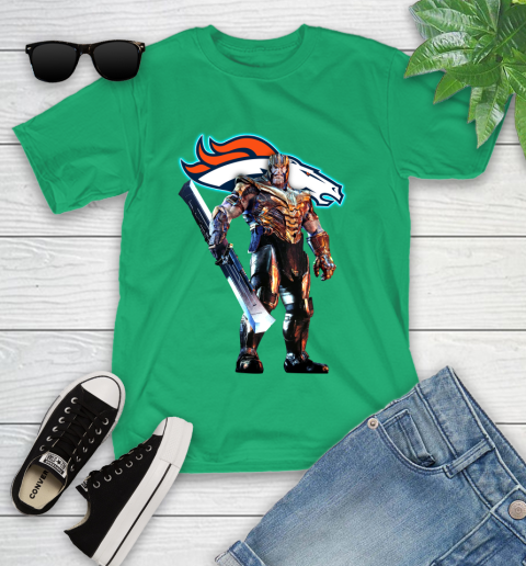 NFL Thanos Gauntlet Avengers Endgame Football Denver Broncos Youth T-Shirt 6