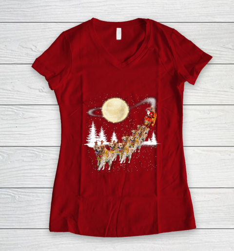 Golden Retriever Reindeer Christmas Women's V-Neck T-Shirt 8