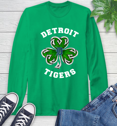 MLB Detroit Tigers Three Leaf Clover St Patrick's Day Baseball Sports Long Sleeve T-Shirt 8