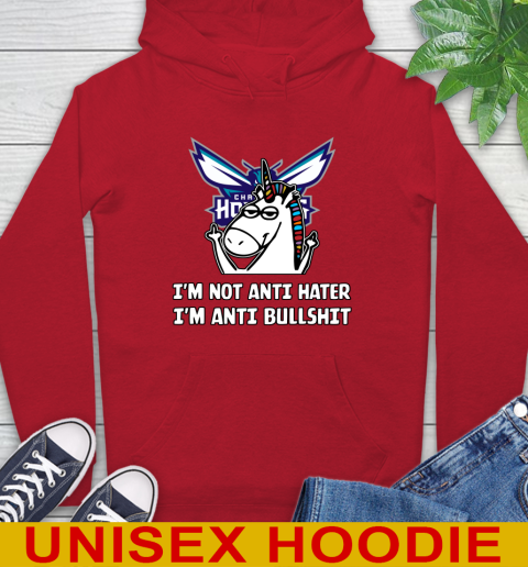 Charlotte Hornets NBA Basketball Unicorn I'm Not Anti Hater I'm Anti Bullshit Hoodie 10