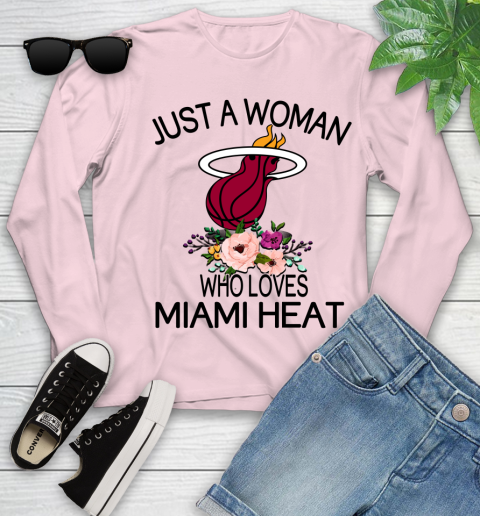 NBA Just A Woman Who Loves Miami Heat Basketball Sports Youth Long Sleeve 7