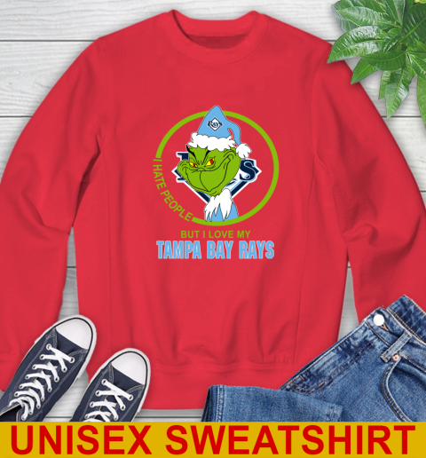 Tampa Bay Rays MLB Christmas Grinch I Hate People But I Love My Favorite Baseball Team Sweatshirt 10