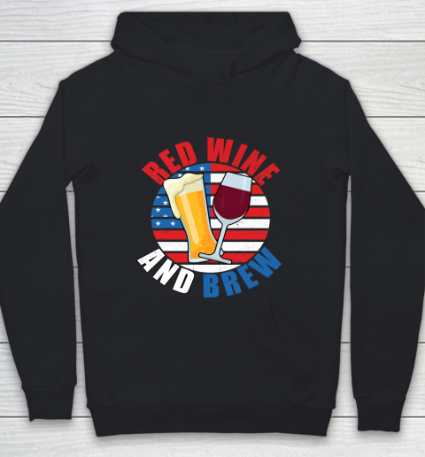 Beer Lover Funny Shirt Red Wine And Brew Funny July 4th Gift Vintage Youth Hoodie