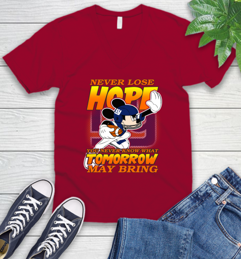 New York Giants NFL Football Mickey Disney Never Lose Hope V-Neck T-Shirt 7