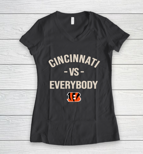Cincinnati Bengals Vs Everybody Women's V-Neck T-Shirt 6