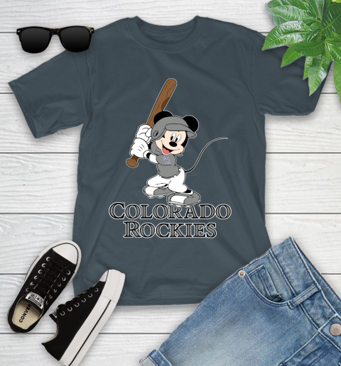 MLB Baseball Colorado Rockies Cheerful Mickey Mouse Shirt Youth T-Shirt 8
