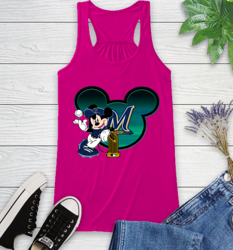 MLB Milwaukee Brewers The Commissioner's Trophy Mickey Mouse Disney Racerback Tank 8