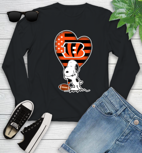Cincinnati Bengals NFL Football The Peanuts Movie Adorable Snoopy Youth Long Sleeve 2