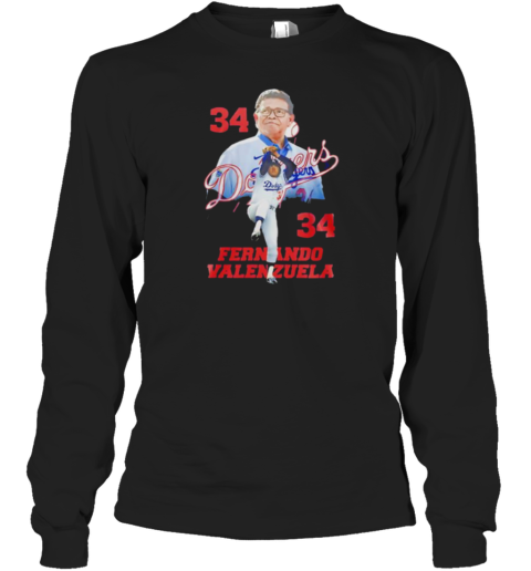 Dodgers Fernando Valenzuela 34 thank you for the memories Long Sleeve T-Shirt