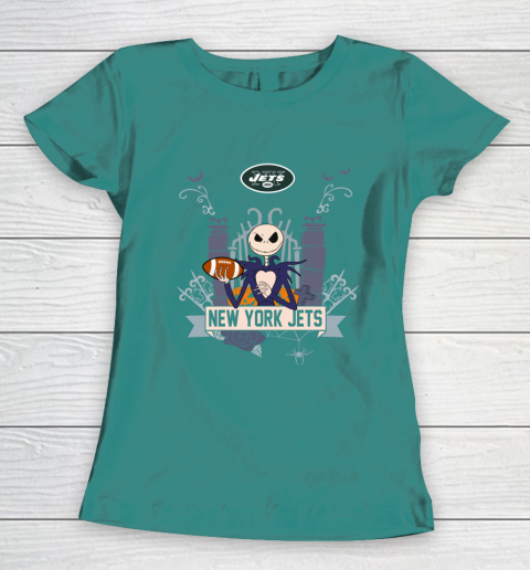 NFL New York Jets Football Jack Skellington Halloween Women's T-Shirt 10