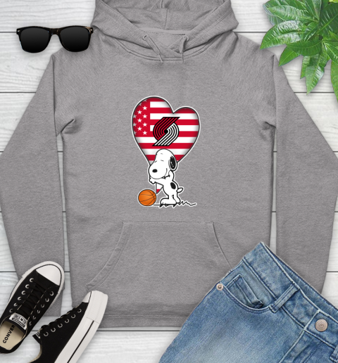 Portland Trail Blazers NBA Basketball The Peanuts Movie Adorable Snoopy Youth Hoodie 6