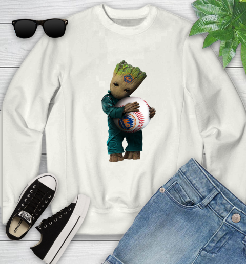 MLB Groot Guardians Of The Galaxy Baseball Sports New York Mets Youth Sweatshirt