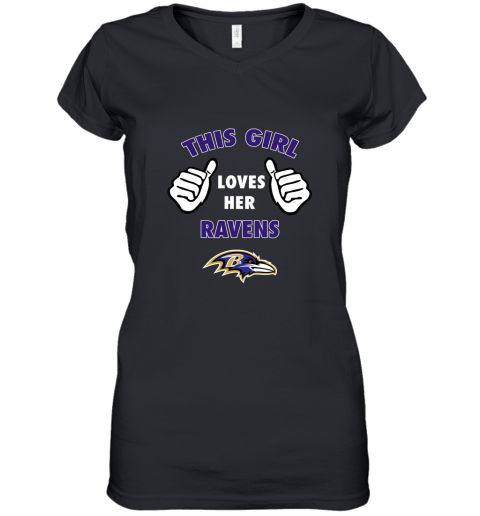 This Girl Loves HER Baltimore Ravens Women's V-Neck T-Shirt