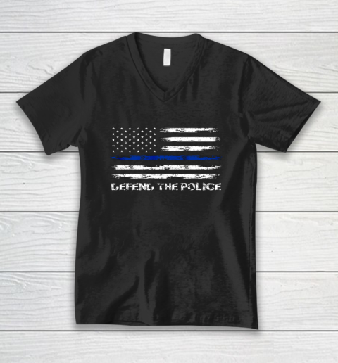 Defend The Blue Shirt  Defend The Police American Flag Blue Line Police For Trump V-Neck T-Shirt