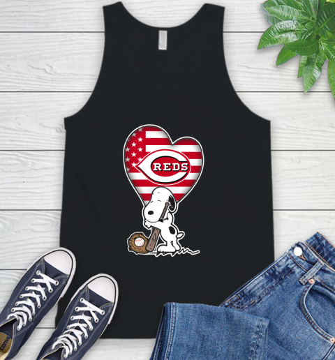 Cincinnati Reds MLB Baseball The Peanuts Movie Adorable Snoopy Tank Top 2