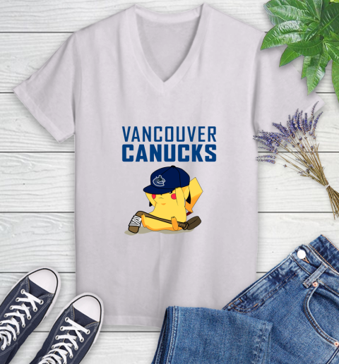 NHL Pikachu Hockey Sports Vancouver Canucks Women's V-Neck T-Shirt