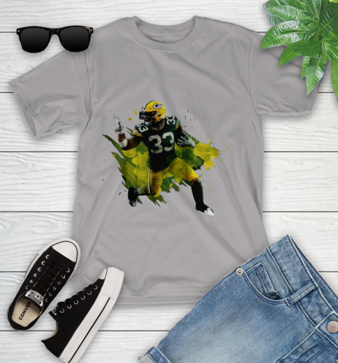 Aaron Jones Running Green Bay Packers Youth T-Shirt 4